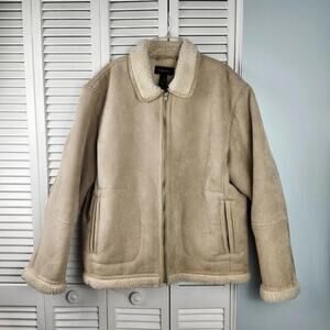 LAST CHANCE! Liz Claiborne Coat XL Faux Suede Sherpa Lined Coat